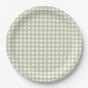 Faye and Lauren Fall Light Green Gingham Paper Plate