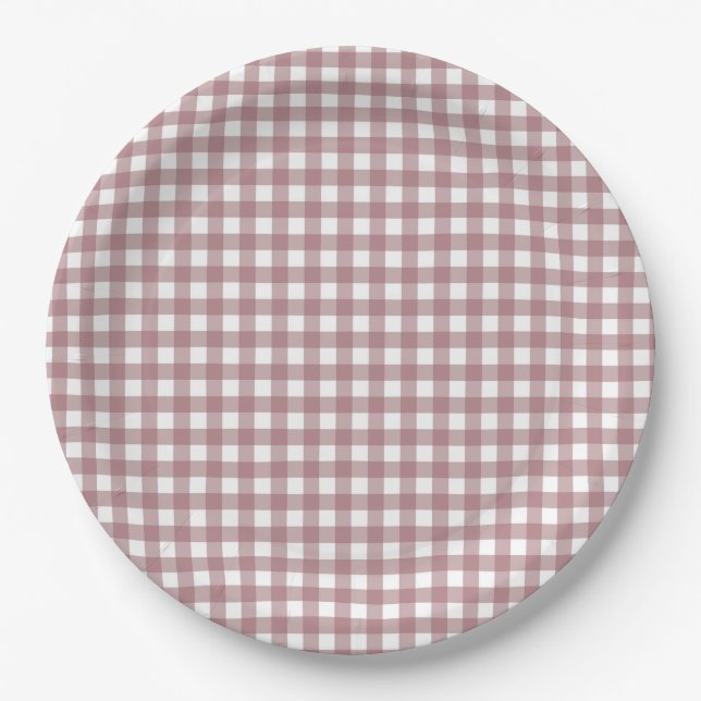 Faye and Lauren Fall Pink Gingham Paper Plate (Front)