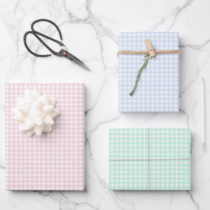 Faye and Lauren Gingham Pastel in 3 Colours Wrapping Paper Sheet