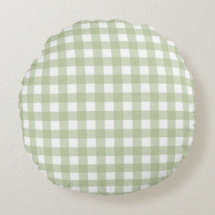 Faye and Lauren Green Gingham Round Cushion