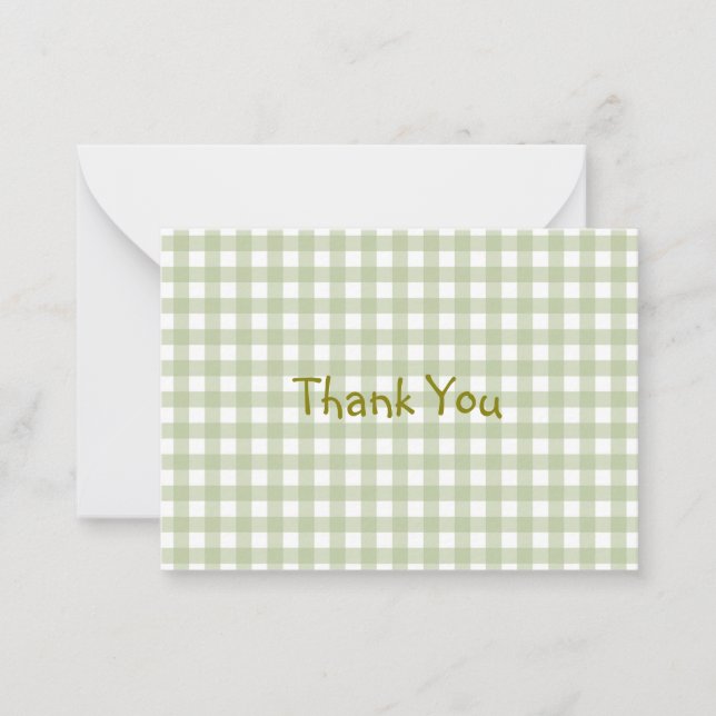 Faye and Lauren Green Gingham Thank You Card (Front)