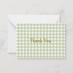 Faye and Lauren Green Gingham Thank You Card