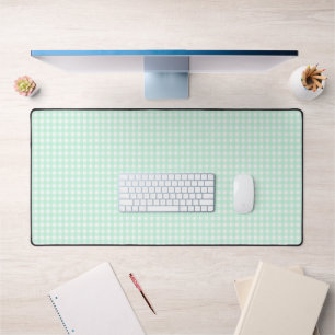 Faye and Lauren Light Green Gingham Desk Mat