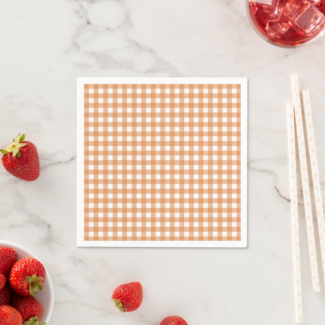 Faye and Lauren Orange Gingham Napkin (Insitu)