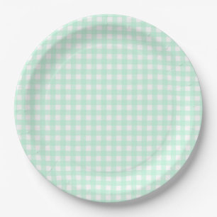 Faye and Lauren Pastel Gingham Green Paper Plate