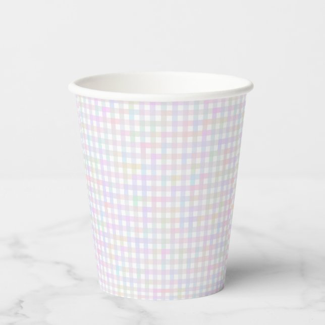 Faye and Lauren Pastel Gingham Multicolor Paper Cups (Front)