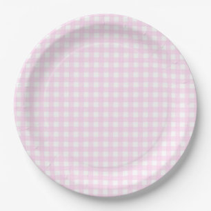 Faye and Lauren Pastel Pink Gingham Paper Plate