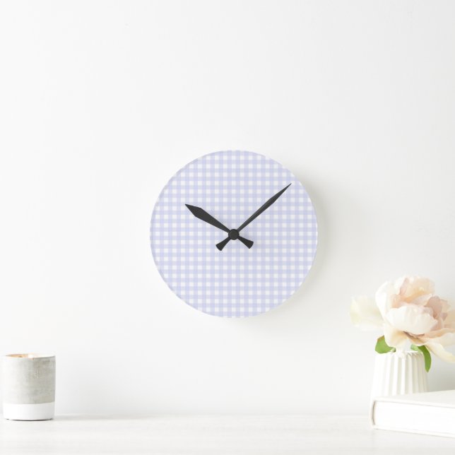 Faye and Lauren Pastel Purple Gingham Round Clock (Home)