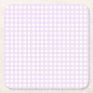 Faye and Lauren Pastel Purple Gingham Square Paper Coaster