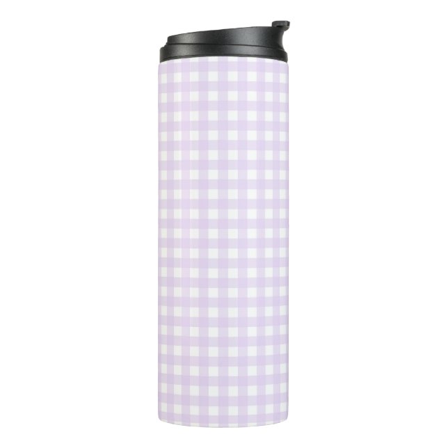 Faye and Lauren Pastel Purple Gingham Thermal Tumbler (Rotated Left)