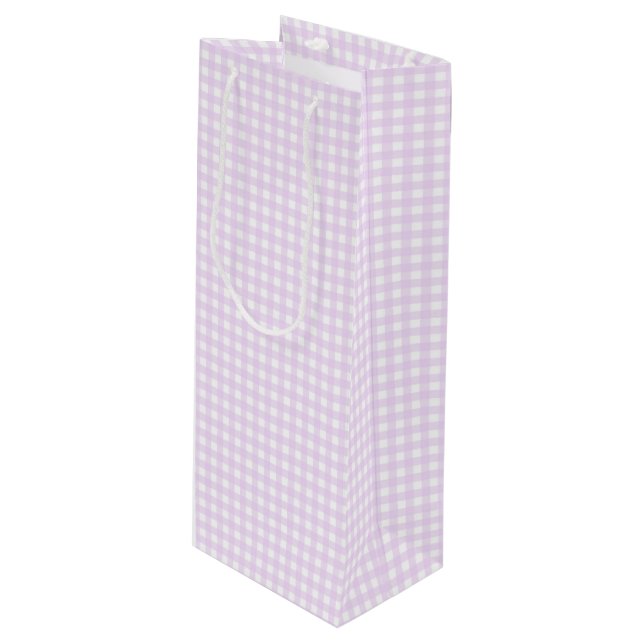 Faye and Lauren Pastel Purple Gingham  Wine Gift Bag (Front Angled)