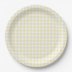 Faye and Lauren Pastel Yellow Gingham Paper Plate
