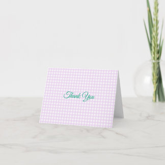 Faye and Lauren Pink Gingham Thank You Card