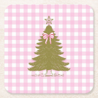Faye and Lauren Pink Holiday Paper Coaster