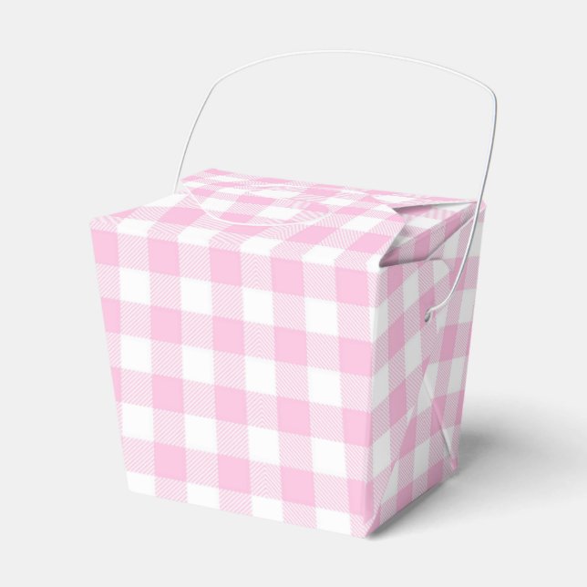 Faye and Lauren Pink Plaid Favour Box (Front Side)