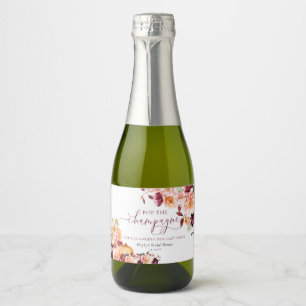 Faye Burgundy Fall Floral Pop The Champagne Sparkling Wine Label