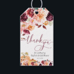 Faye Burgundy Fall Floral Thank You Bridal Shower Gift Tags<br><div class="desc">This bridal shower favour tags features an autumn burgundy floral design. The script heading is an image that cannot be edited. All of the other text is fully editable. For more advanced customisation of this design,  simply select the "Customise It" button above.</div>
