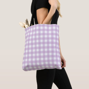 Faye Gingham Purple  Tote Bag