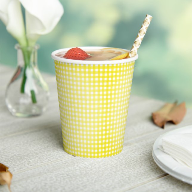 Faye Yellow Gingham Paper Cups (Insitu)