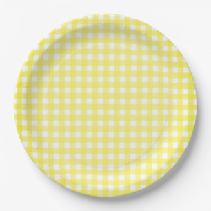 Faye Yellow Gingham Paper Plate