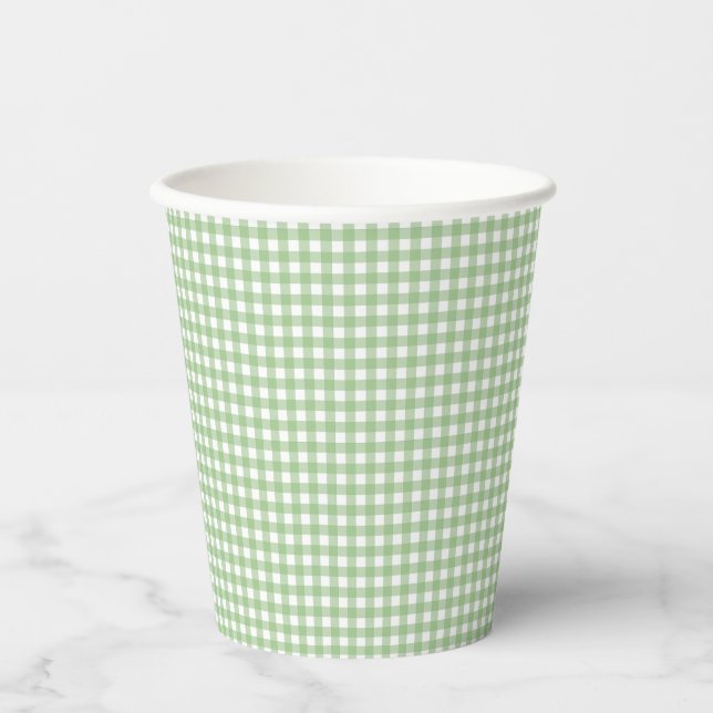 Fayeand Lauren Classic Green Gingham Paper Cups (Front)