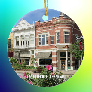 Fayetteville, Arkansas downtown square photo Ceramic Tree Decoration