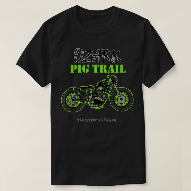 Fayetteville Arkansas Ozark Pig Trail Bobber Motor T-Shirt (Design Front)