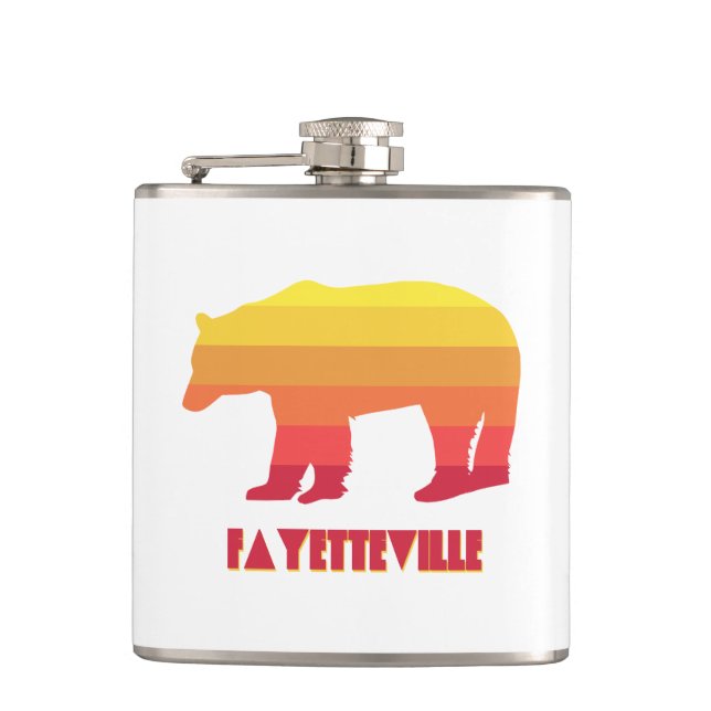 Fayetteville Arkansas Rainbow Bear Hip Flask (Front)
