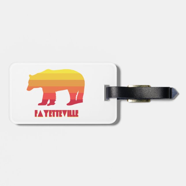 Fayetteville Arkansas Rainbow Bear Luggage Tag (Back Horizontal)