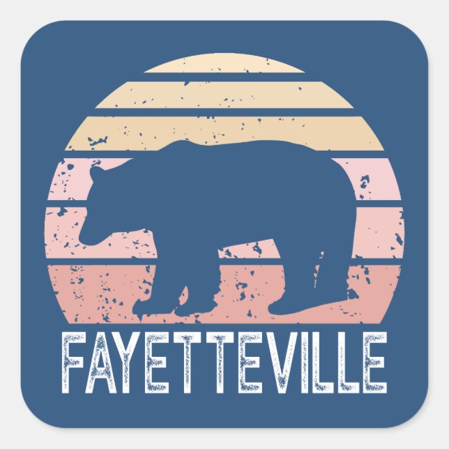 Fayetteville Arkansas Retro Bear Square Sticker (Front)
