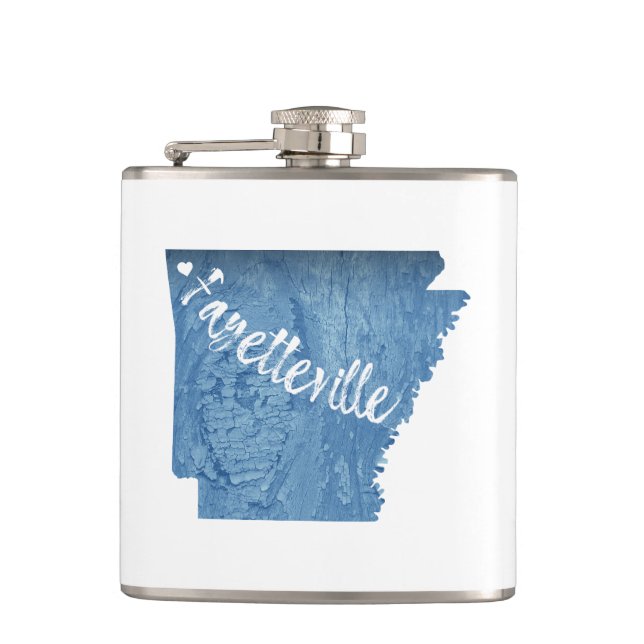 Fayetteville Arkansas Wood Grain Hip Flask (Front)