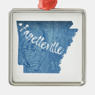 Fayetteville Arkansas Wood Grain Metal Tree Decoration