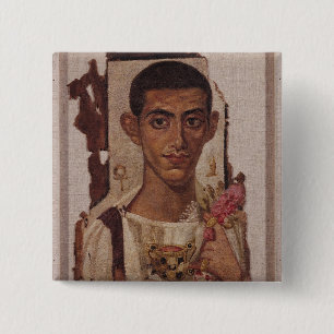 Fayum portrait of Ammonius, from Antinoe 15 Cm Square Badge