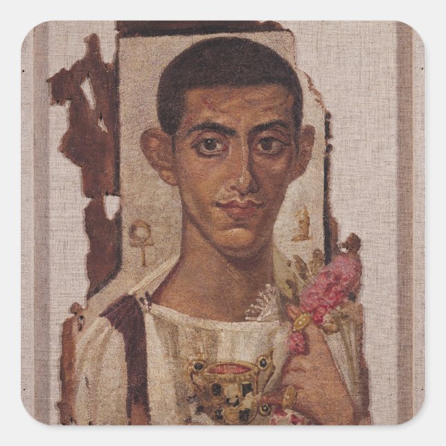 Fayum portrait of Ammonius, from Antinoe Square Sticker (Front)