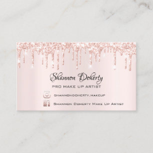 FB Insta Social Lash Rose Gold Drips Pink Business Card