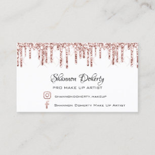 FB Insta Social Lash Rose Gold Drips White Business Card