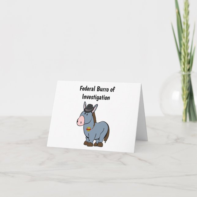 FBI Federal Burro of Investigation Donkey Cartoon Card (Front)