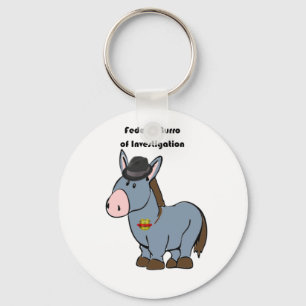 FBI Federal Burro of Investigation Donkey Cartoon Key Ring