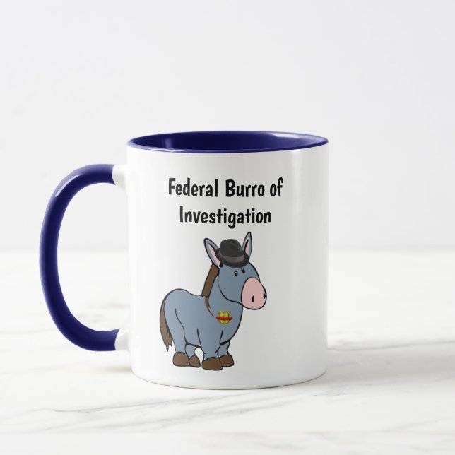 FBI Federal Burro of Investigation Donkey Cartoon Mug (Left)