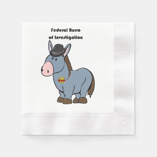 FBI Federal Burro of Investigation Donkey Cartoon Napkin (Front)