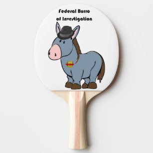 FBI Federal Burro of Investigation Donkey Cartoon Ping Pong Paddle