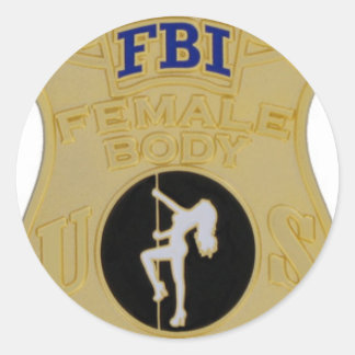 fbi female body inspector classic round sticker
