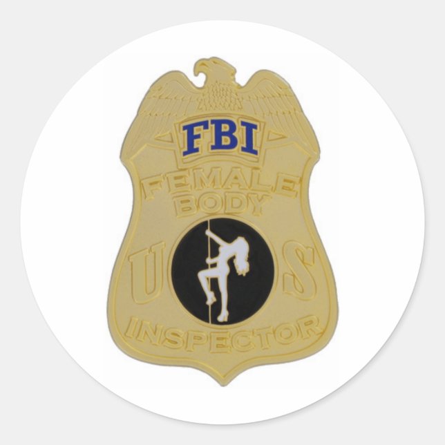 fbi female body inspector classic round sticker (Front)
