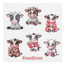 FC CROSS-STITCH COW STICKERS! 