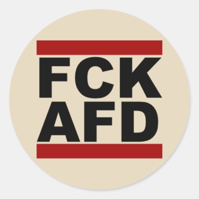 "Fck AfD" round sticker (Front)