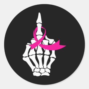 Fck Breast Cancer Middle Finger Pink Ribbon Awaren Classic Round Sticker