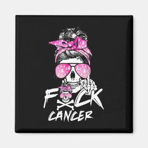 Fck Breast Cancer Women Warrior Pink Ribbon Messy Magnet