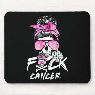 Fck Breast Cancer Women Warrior Pink Ribbon Messy  Mouse Mat