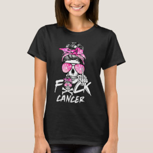 Fck Breast Cancer Women Warrior Pink Ribbon Messy T-Shirt
