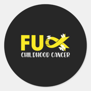 Fck Childhood Cancer I Wear Gold for Cancer Awaren Classic Round Sticker